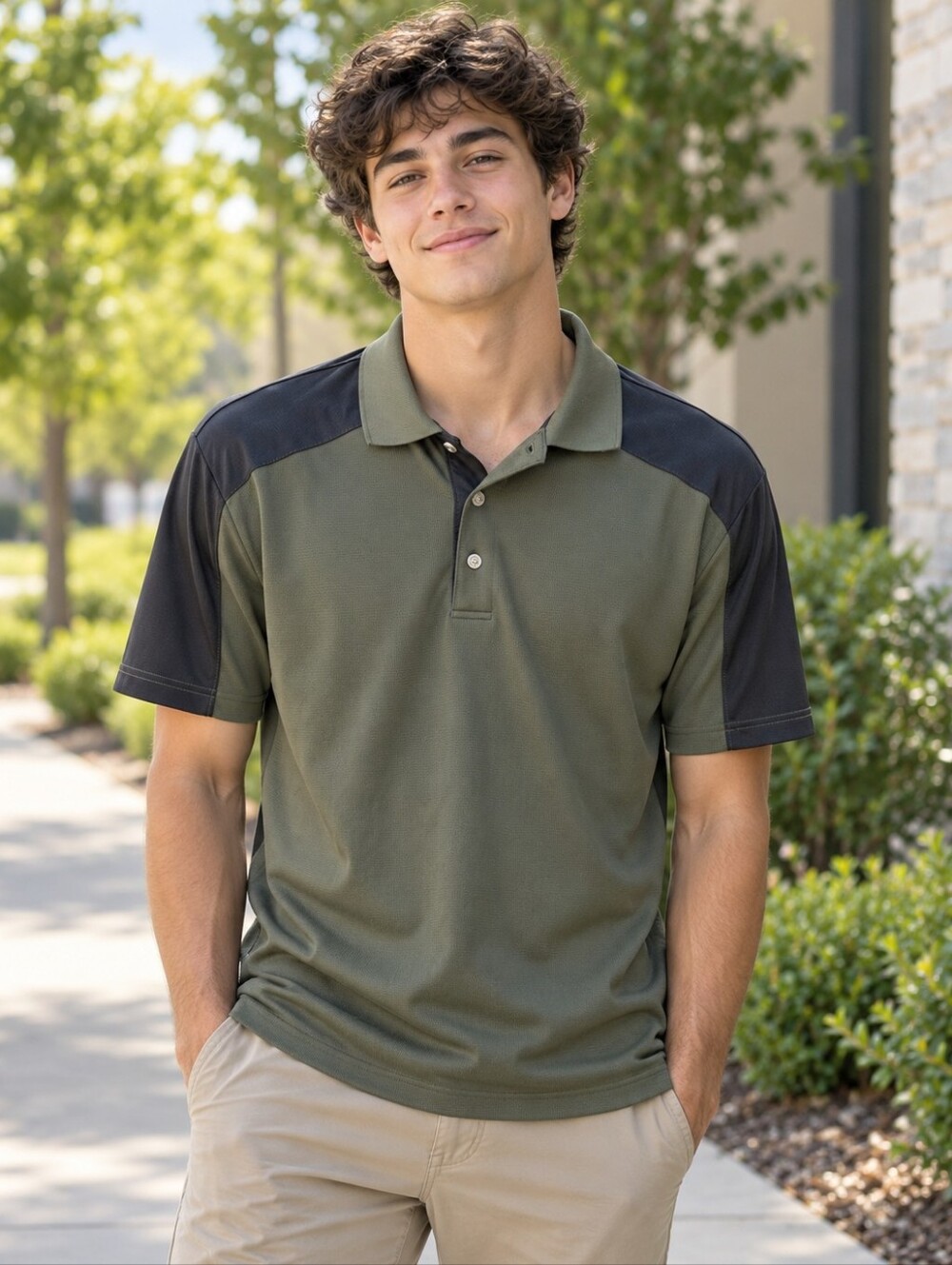 Grand Slam Performance Airflow men’s short sleeve polo Olive green black Large